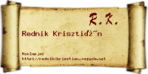 Rednik Krisztián névjegykártya
